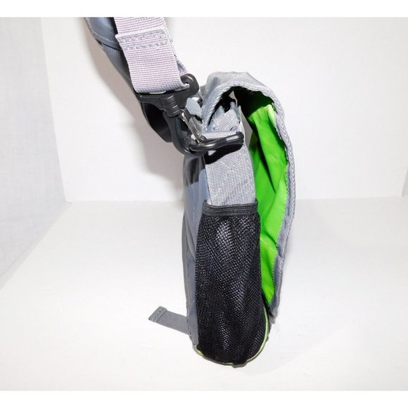 ISAGENIX Gray Neon Green Crossbody Shoulder Messenger Laptop Computer Bag - Picture 10 of 12